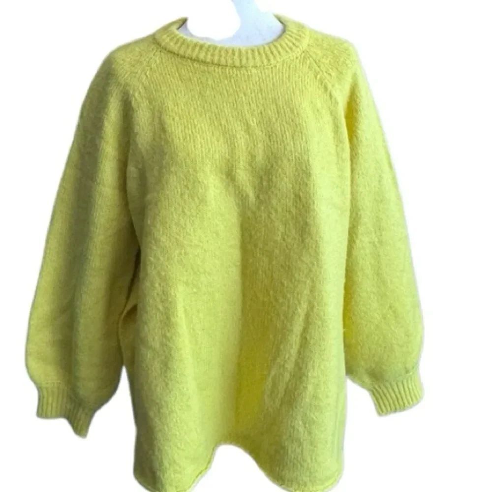 Wray Pullover Yellow Knit Wool Sweater Long Sleeve SZ L